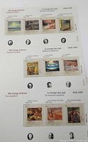 Three Canada Post Group of Seven souvenir sheets showing paintings and artist portraits