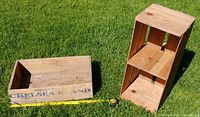 Both crates: cod box lying flat, produce crate standing upright