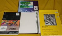 Front covers of Strathmore, Canson, Water Colour and open blank pad