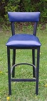 Front view of blue bar chair