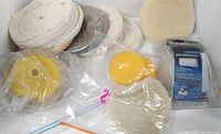 Buffing wheels, wool and foam polishing pads, Simoniz bonnets