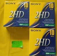 Three sealed Sony 2HD 10-pack floppy disk boxes