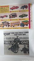 Matchbox advertisement page and Marlon Brando film promo print