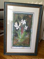 Full view of framed print, showing artwork, mat, frame and glass