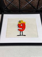 Full view of framed artwork showing cartoon number 9
