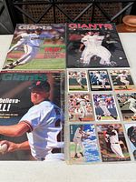 Overview of three Giants Magazine issues and nine cards in plastic sleeve