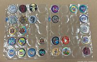 Front view of two plastic pages showing all POGs with designs visible