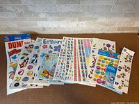 Group shot of all sticker sheets laid out