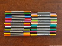 All 30 Staedtler fineliner pens laid flat showing color variety