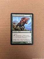 Front of Ravenous Leucrocota card showing artwork, text, mana cost, abilities, power/toughness