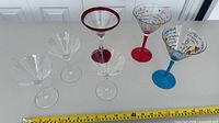 All six martini glasses aligned for size and style overview