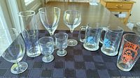 All nine glasses arranged on mat for group overview
