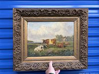 Front view of framed oil painting showing entire artwork and frame