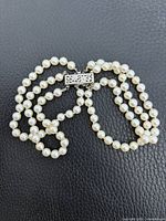 Full necklace coiled showing beads and clasp