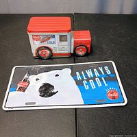 Front view of truck tin and front of license plate