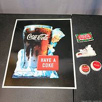 Full lot showing metal sign and four magnets