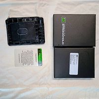 Wallet, product card, and both parts of box displayed