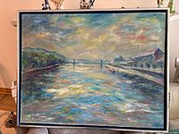Full view of framed painting showing entire artwork and frame