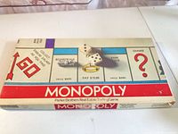 Top view of Monopoly box showing full lid graphics