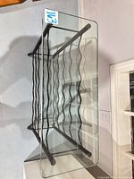 Top view showing glass surface and metal frame