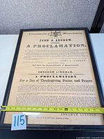 Full view of framed proclamation print showing content and frame