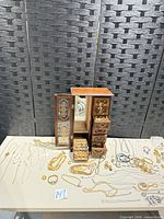 Overall view of jewellery box and spread of jewellery