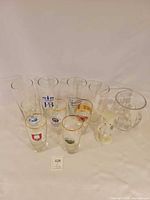 Group shot showing all glassware, vase and figurine