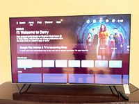 Front view of Sony 65" TV displaying menu