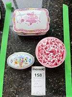 All three trinket boxes together for scale and condition reference