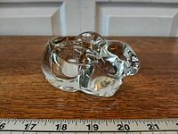 left side profile of clear crystal bunny votive holder