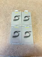 Four boxed Heyday Lightning to USB-A cables front view