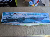 Box top showing Life-Like Hobby Kits U.S.S. Enterprise aircraft carrier illustration