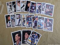 Overall view showing all Toronto Maple Leafs O-Pee-Chee cards spread on table