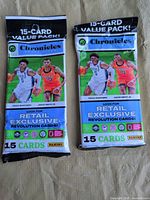 Front view of two Panini 2022 Chronicles Draft Picks Basketball value packs