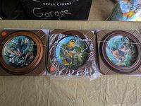 All three framed bird plates side by side