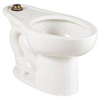 Stock side view of white flushometer elongated toilet bowl