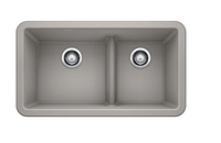 Top view of Concrete Gray double bowl apron sink