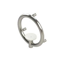 stock photo of circular brushed stainless steel soap dish