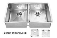 Catalogue image of Kindred double bowl stainless steel sink with included bottom grids