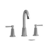 Front view of Riobel Pallace faucet set showing spout, two lever handles and drain cover