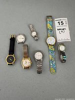 All seven watches laid out for overview