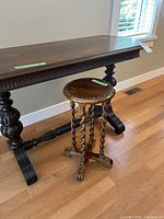 console table front view with barley twist legs and stretcher