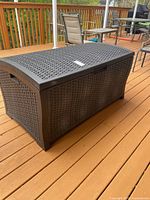 Full view of resin deck box on deck surface