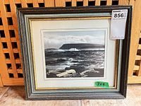 Full view of framed signed photograph with size note