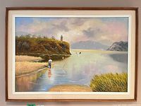 Full view of framed oil painting