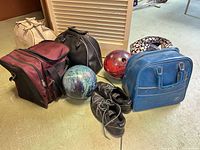 Group view of balls, bags and shoes