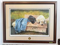 Front view of framed print showing artwork, mat, coin, and frame