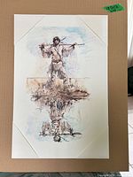 Full view of signed limited edition western lithograph on backing board