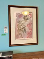 Overall view of framed print on wall