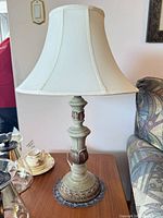 Full view of table lamp on side table